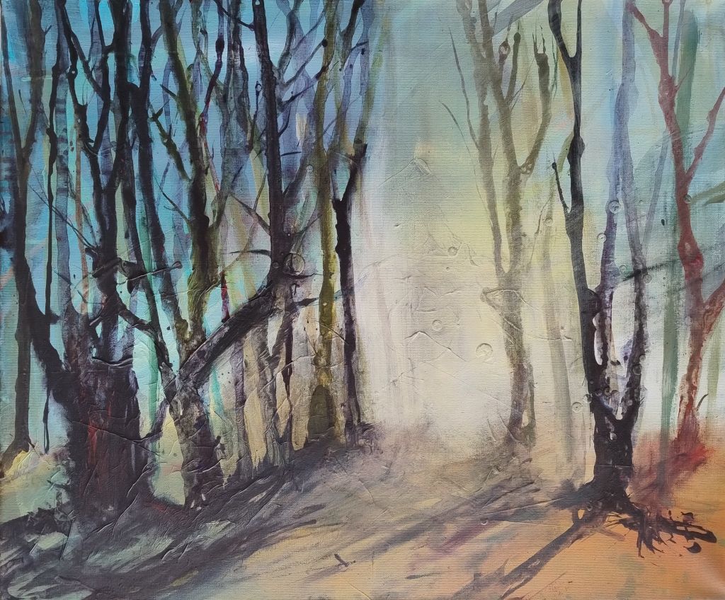 Mystischer Wald als Acrylmalerei